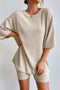 Plain Ribbed Loose Fit Two Piece Lounge Set